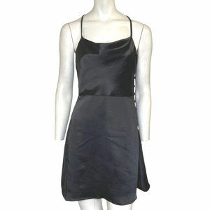 The Vintage Shop Drape Neck Mini Slip Dress Black Size Large NWT